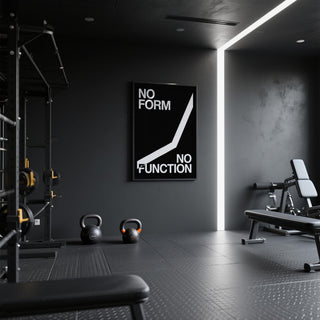 Home gym workout room wall art with bold fitness quote.
