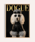 Dog Fashion Print in Black Gold for modern living room wall art
