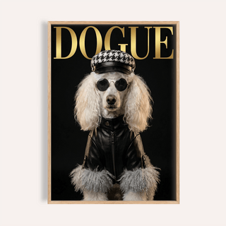 Dog Fashion Print in Black Gold for modern living room wall art