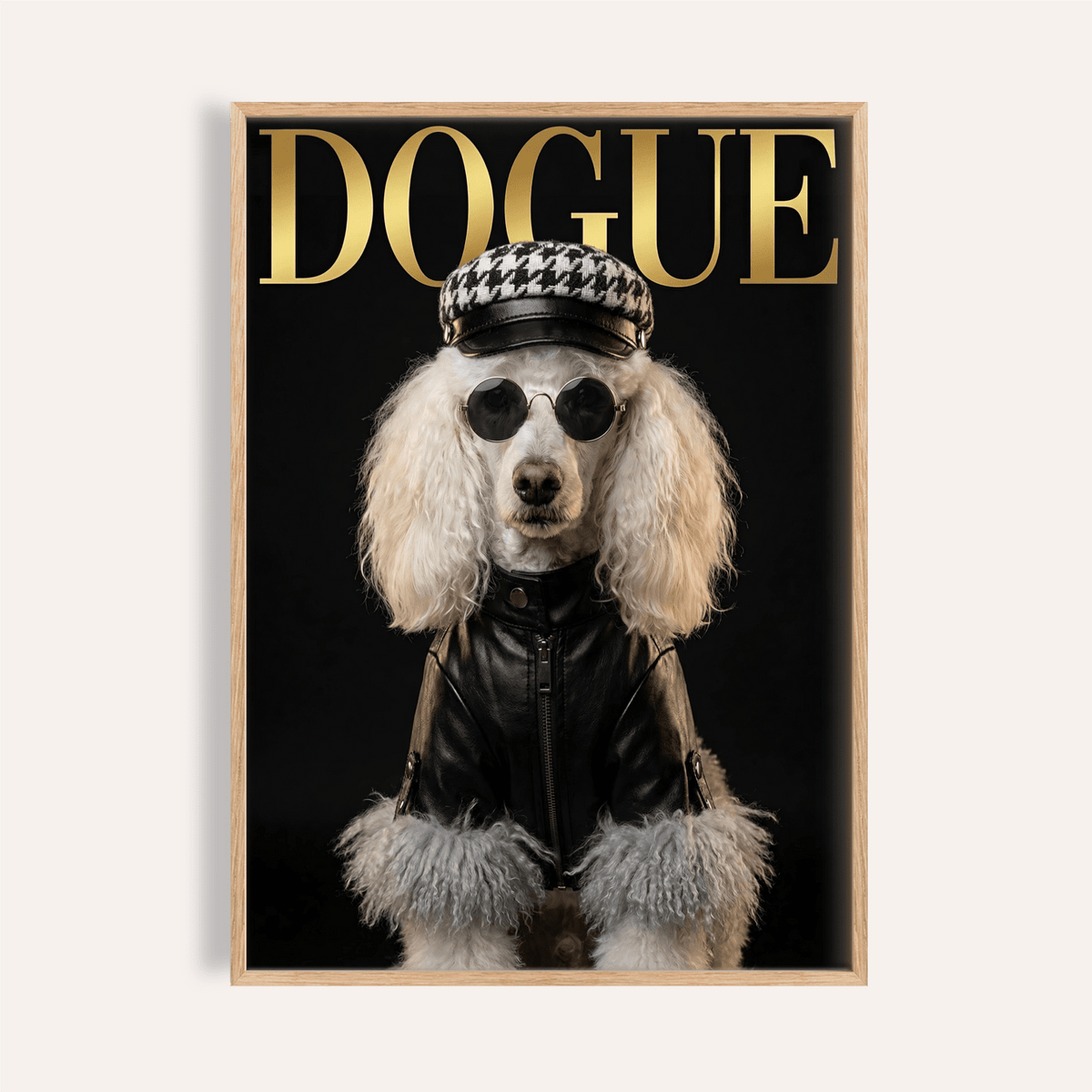Dog Fashion Print in Black Gold for modern living room wall art