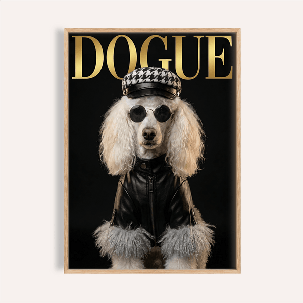 Dog Fashion Print in Black Gold for modern living room wall art