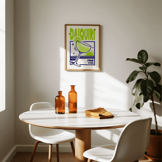 Daiquiri Art Print, living room wall art in green and blue