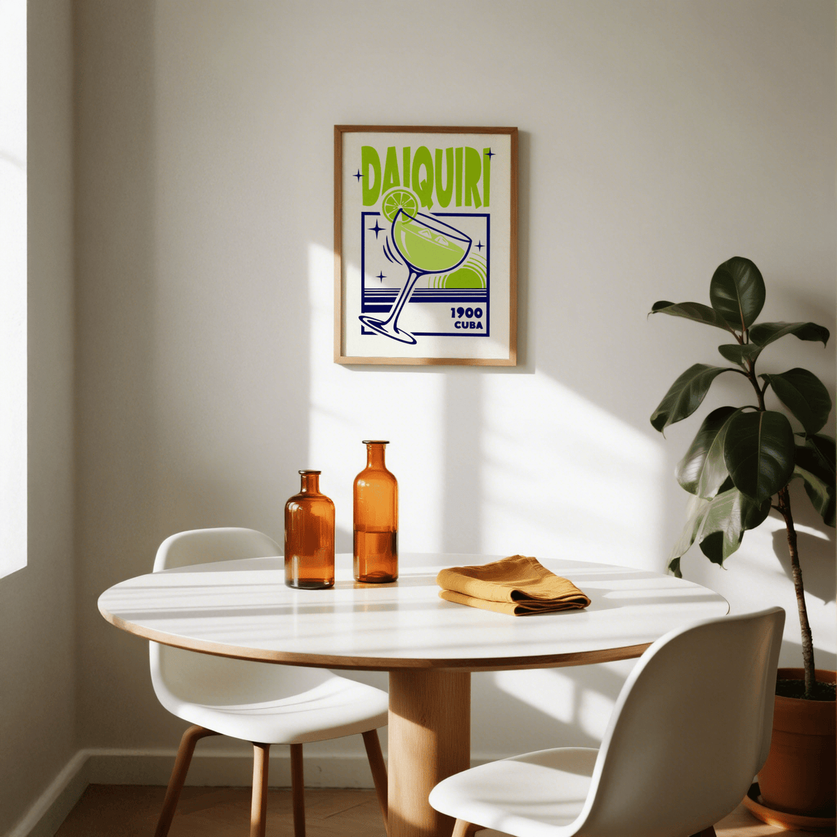 Daiquiri Art Print, living room wall art in green and blue