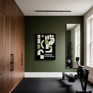 Minimalist wall art with fitness motivation poster message.