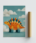 Fun Cute Dinosaur Art Print for toddler playroom decor