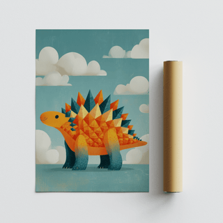 Fun Cute Dinosaur Art Print for toddler playroom decor