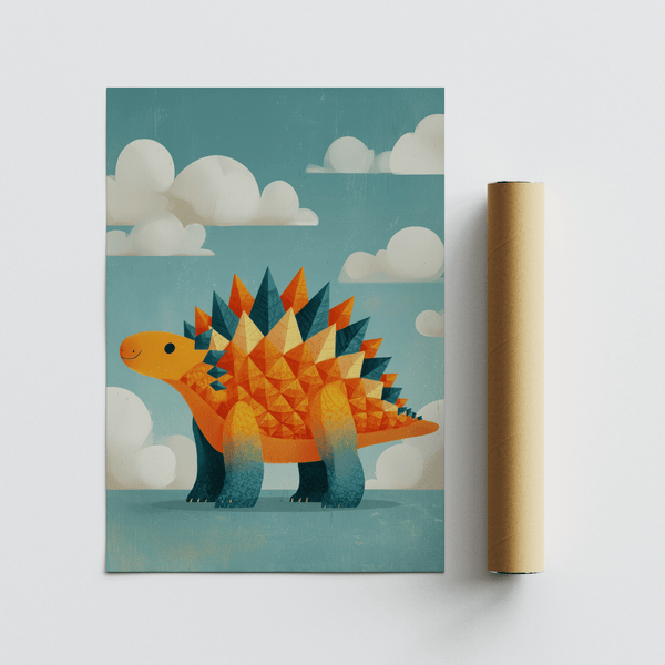 Fun Cute Dinosaur Art Print for toddler playroom decor