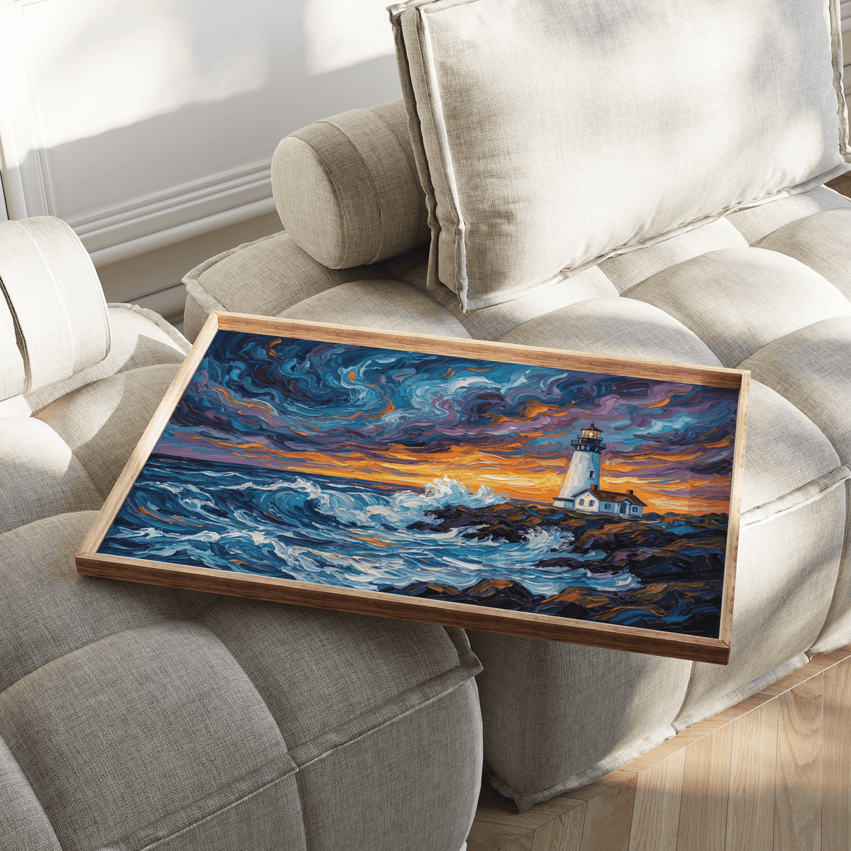 Ocean Landscape Print showing vibrant Yellow hues, perfect for hallway poster