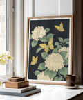 Vintage Butterfly Poster art print, Black background, classic botanical wall art
