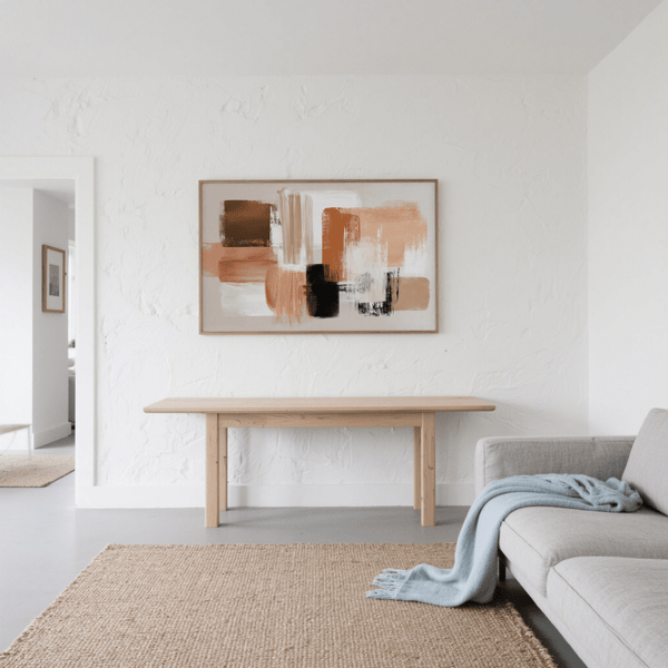 Terracotta and Cream Wall Art with modern White strokes, ideal for lounge print