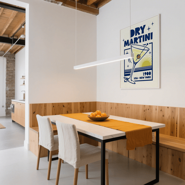 Dry Martini Wall Art vibrant poster for a lounge in yellow and blue