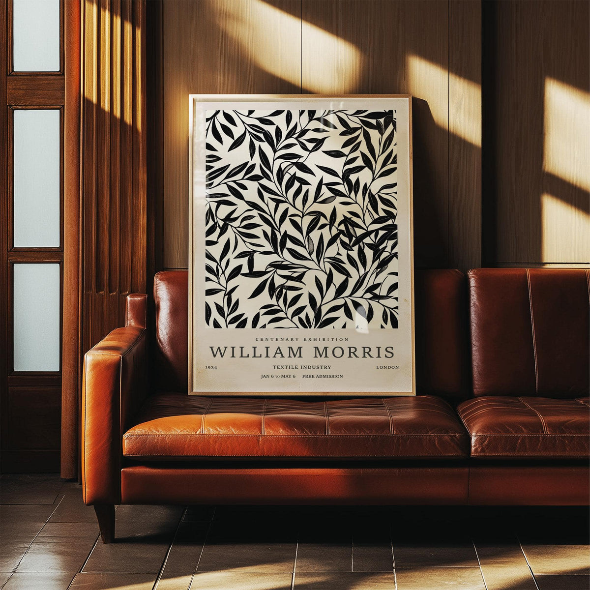Minimalist vintage wall art in black and white leaf style