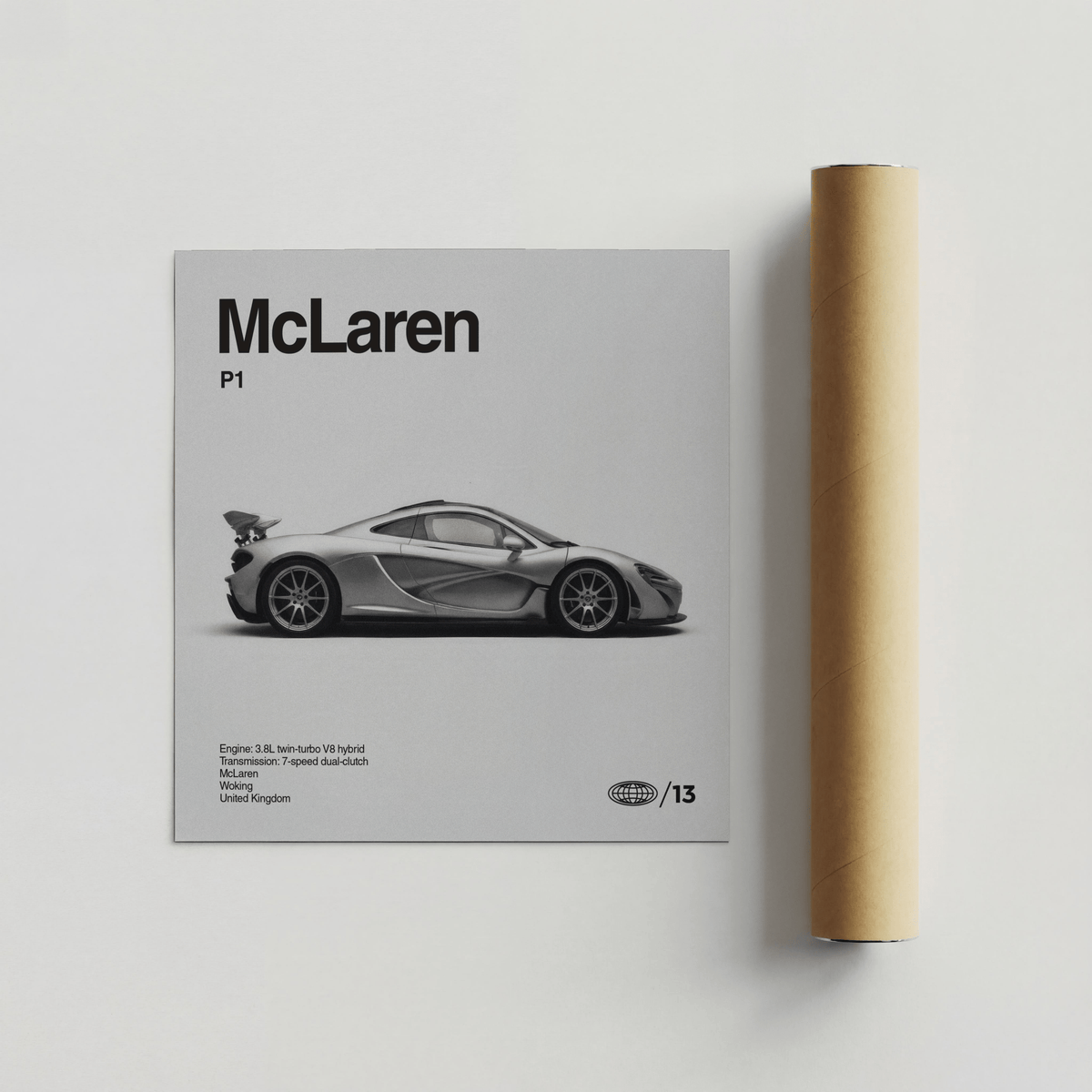 Gray background Mclaren P1 Print for office poster