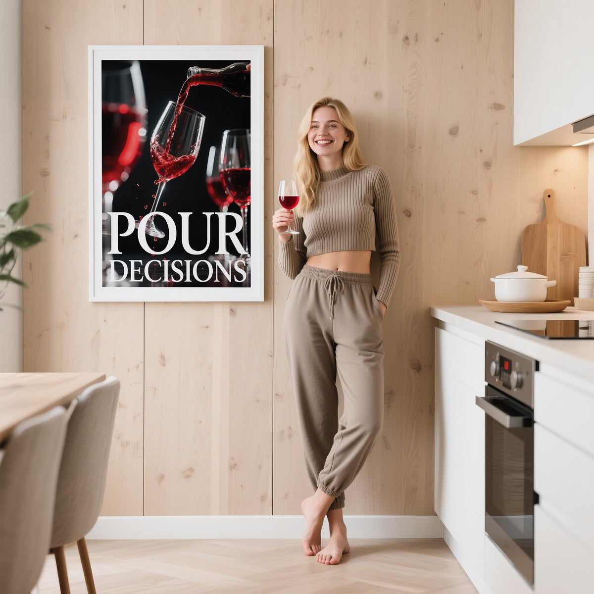 Black backdrop and red wine contrast in this unique gift for wine lovers.
