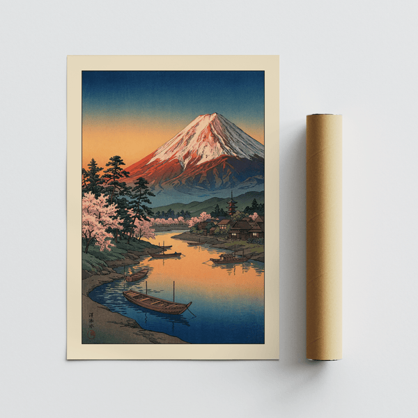 Mount Fuji Sunset Poster artwork displaying gradient sky colors