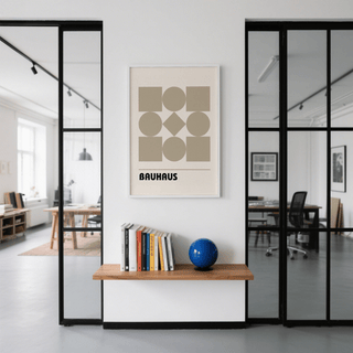Abstract Geometric Shape Art with white and beige for guest room wall art