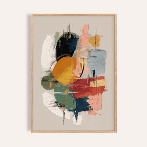 Colorful Art Poster in multicolored tones for living room wall art print