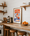 Bright Italian Cocktail Art Print in Orange and Blue for dining room