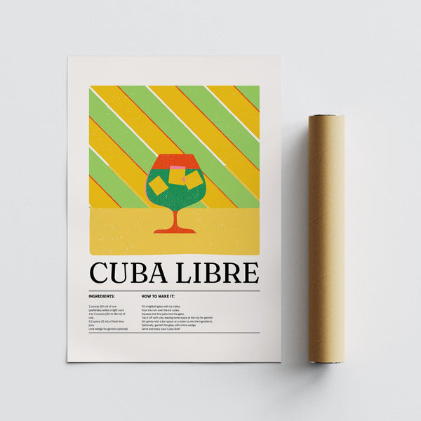 Cocktail illustration used as large colorful wall art for drink lovers.