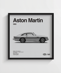 Aston Martin Art Print poster with Black and White tones for garage walls