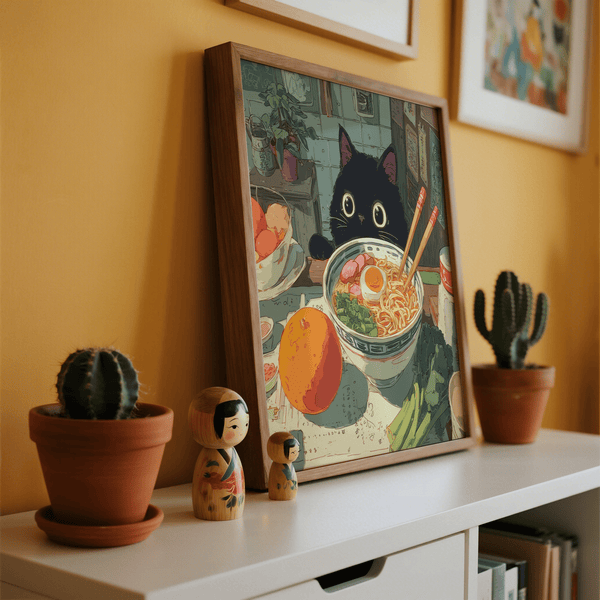 Kitchen Foodie Wall Art poster in white and brown hues