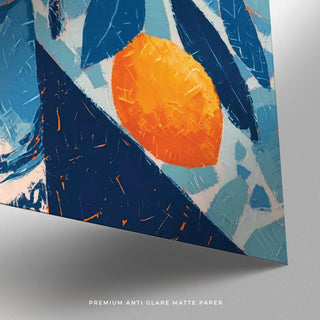 Frida Kahlo Gifts artwork with stylised portrait in textured blue tones.
