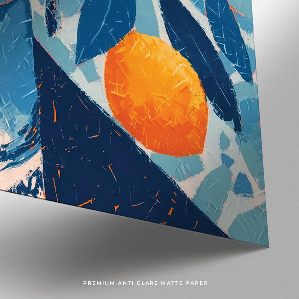 Frida Kahlo Gifts artwork with stylised portrait in textured blue tones.