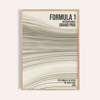 Racing Wall Art poster featuring Formula 1 headline and sweeping track lines