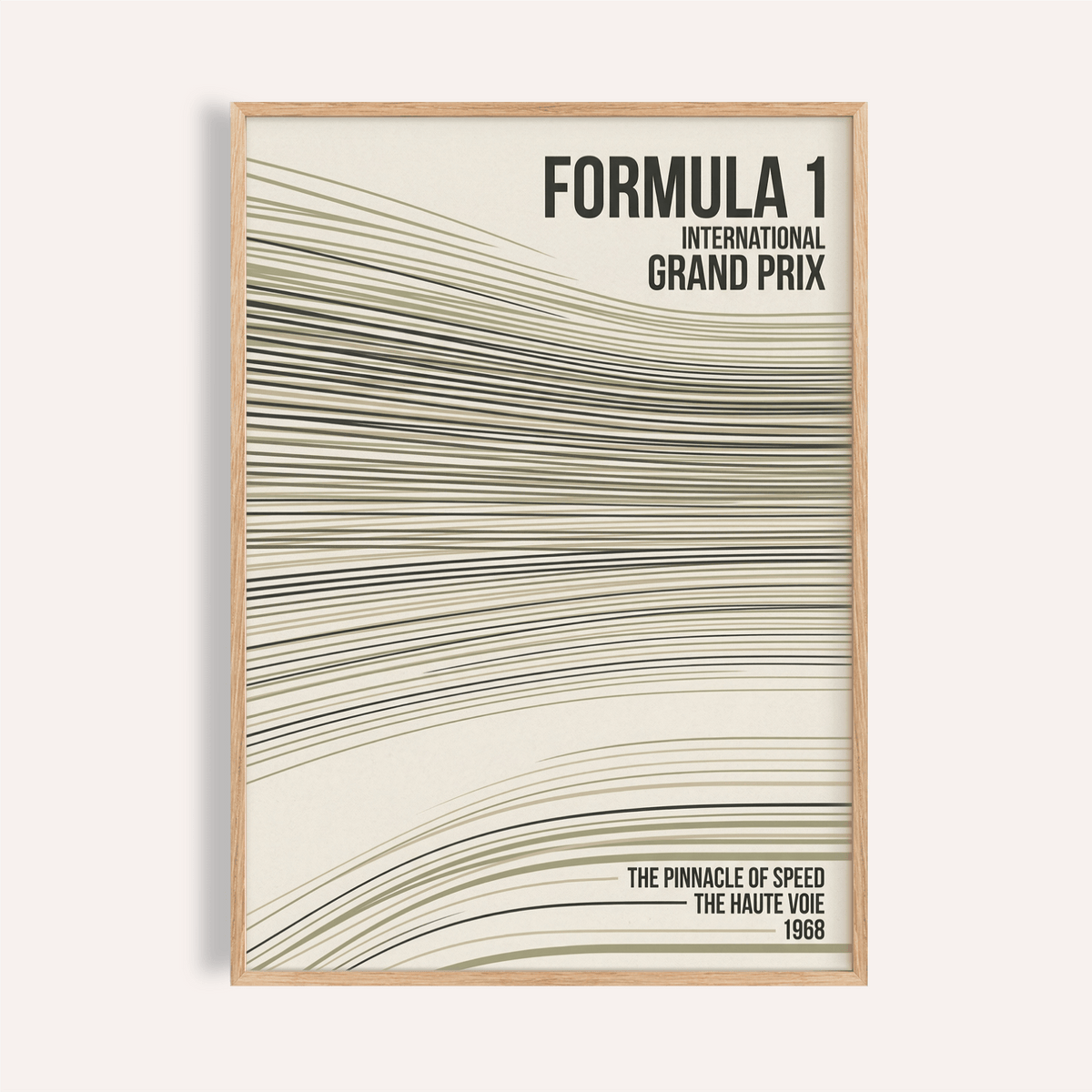Racing Wall Art poster featuring Formula 1 headline and sweeping track lines