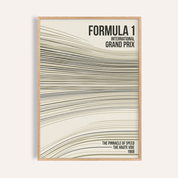 Racing Wall Art poster featuring Formula 1 headline and sweeping track lines