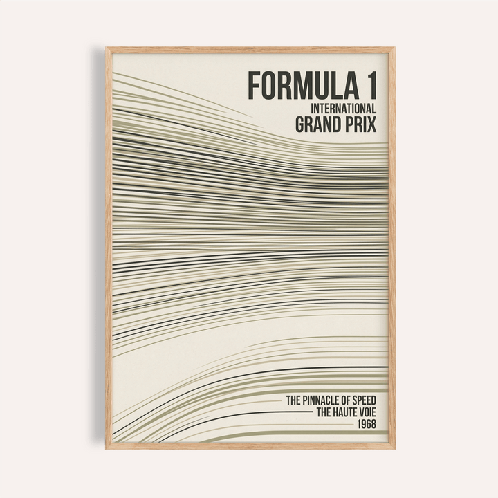 Racing Wall Art poster featuring Formula 1 headline and sweeping track lines