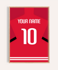 Centered jersey back wall art print with YOUR NAME and number 10