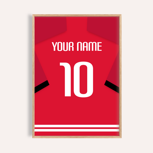 Centered jersey back wall art print with YOUR NAME and number 10