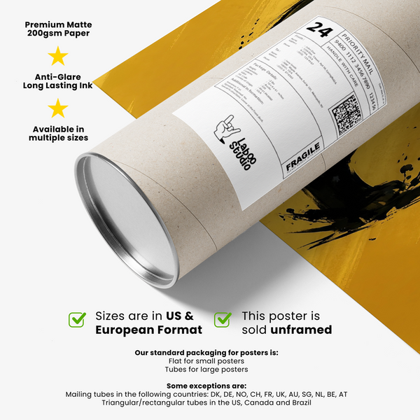 Panther Art Print black details and yellow background for entryway wall art