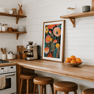 Tropical Floral Print multicolored art print for study room