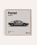 Ferrari Mondial 8 Poster, Gray and Black, office wall art print
