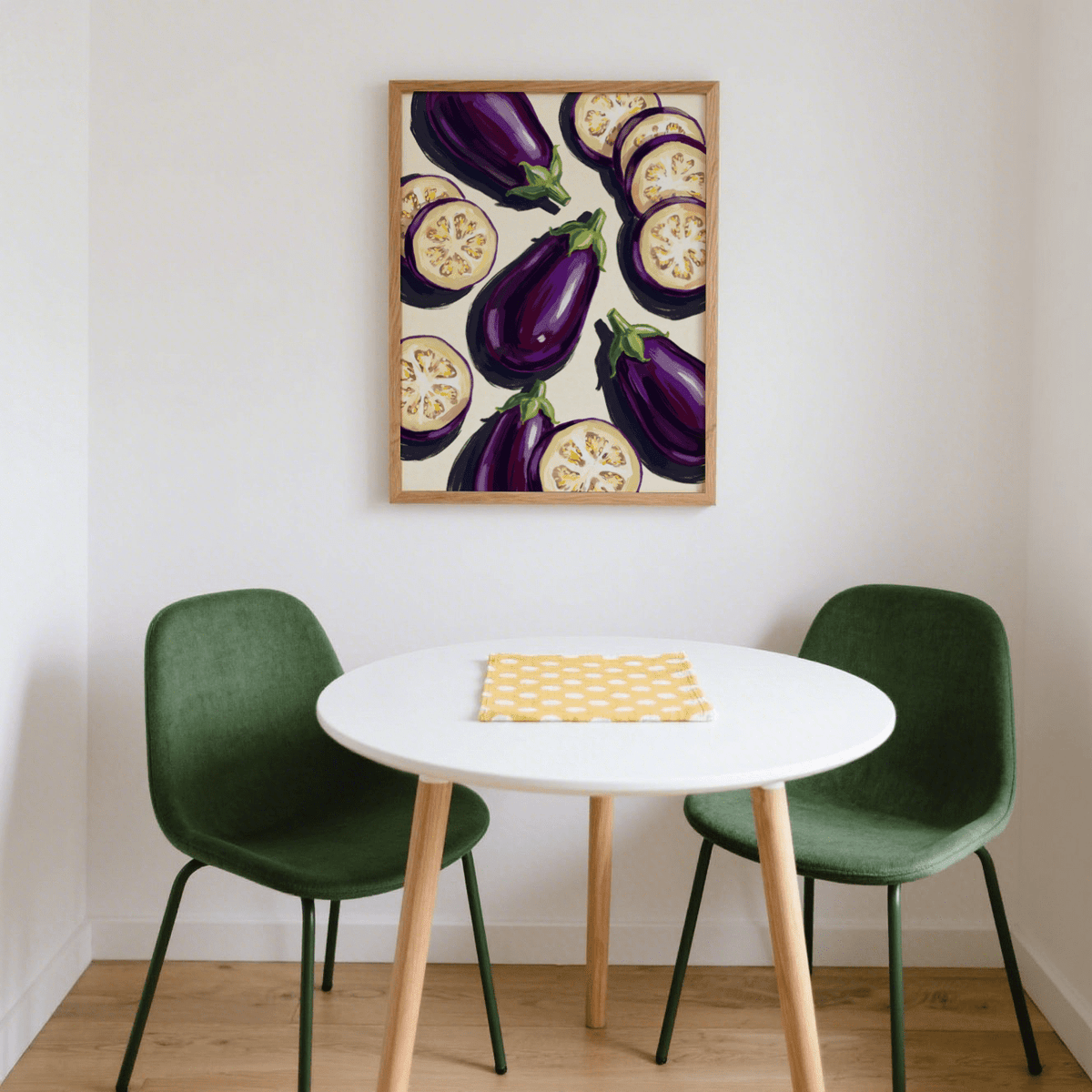 Aubergines Art Print featuring purple, ideal for cozy breakfast nook