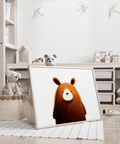Nursery wall art Cute Bear Print in Brown, White, Beige colors