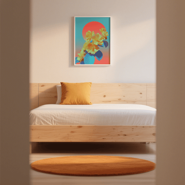 Vibrant Floral Wall Art with pink and yellow for nursery art print design