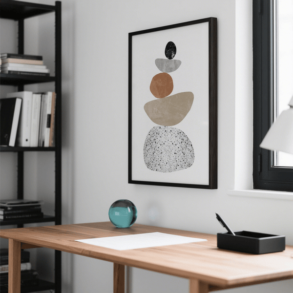 Modern Pebble Print featuring gray tones for hallway poster decor