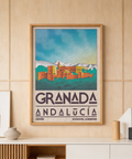 Close-up of GRANADA ANDALUCÍA typography on Spanish City Poster wall art