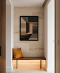 Contemporary Abstract Geometric Wall Art print with Brown and Beige for hallway