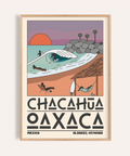 Mexico Beach Art Print depicting turquoise wave and surfers
