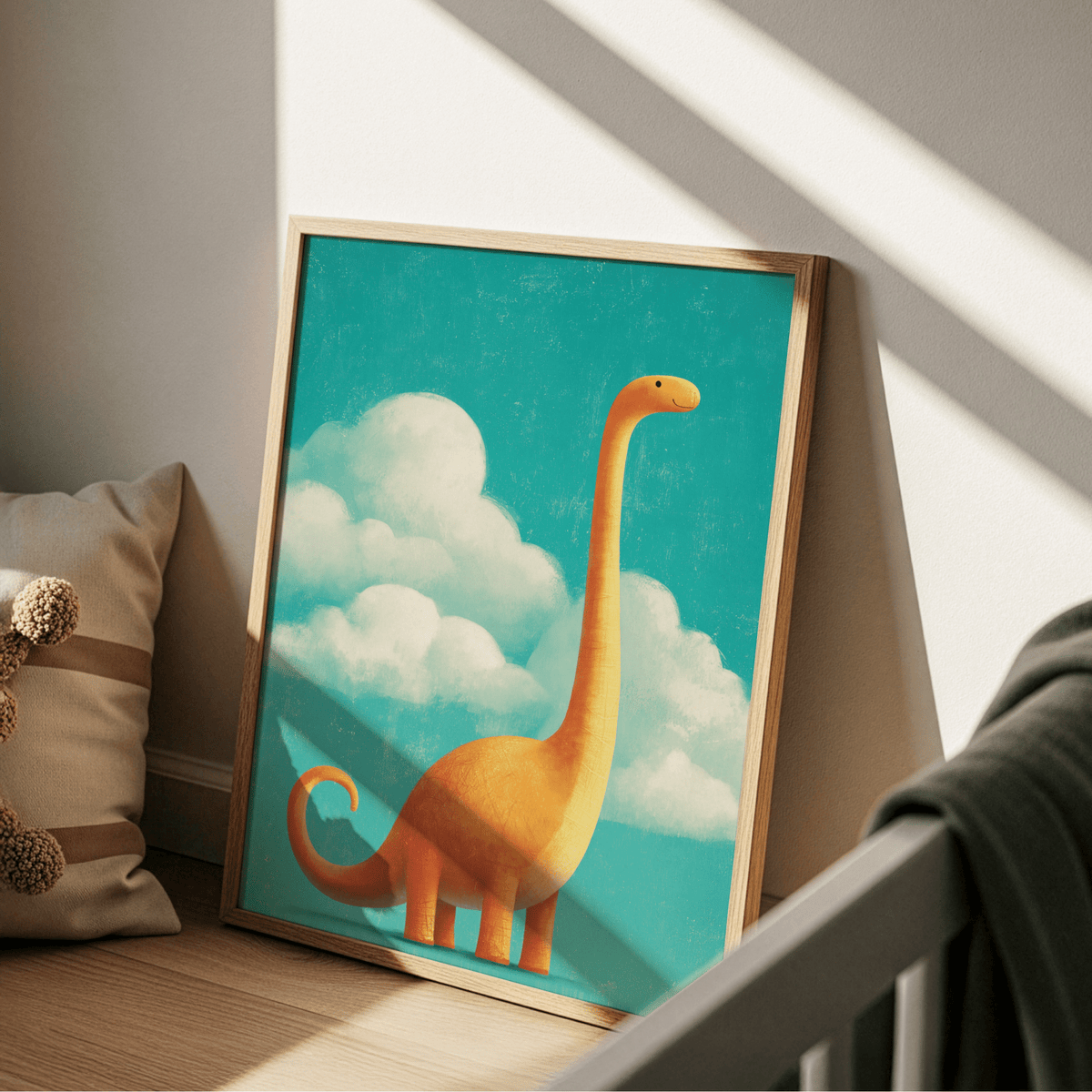 Orange and blue Nursery Room Poster for playroom art print