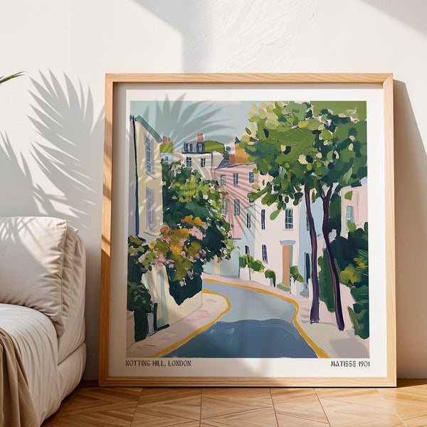 Romantic London neighborhood captured in this Notting Hill Poster.