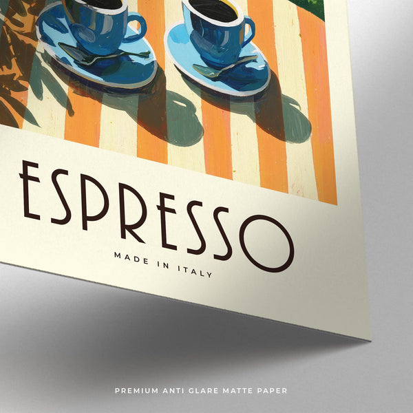 Coastal Amalfi print with citrus branches and coffee cups