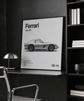 Ferrari Wall Art poster showing 250 GTO for office in black and white