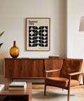 Retro-modern wall print in black, representing mid century art prints style.