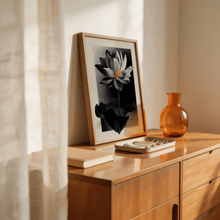 Close view of Lotus Flower Art Print showing layered petals