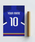 Cropped sleeves and back-of-shirt poster design with big number and name